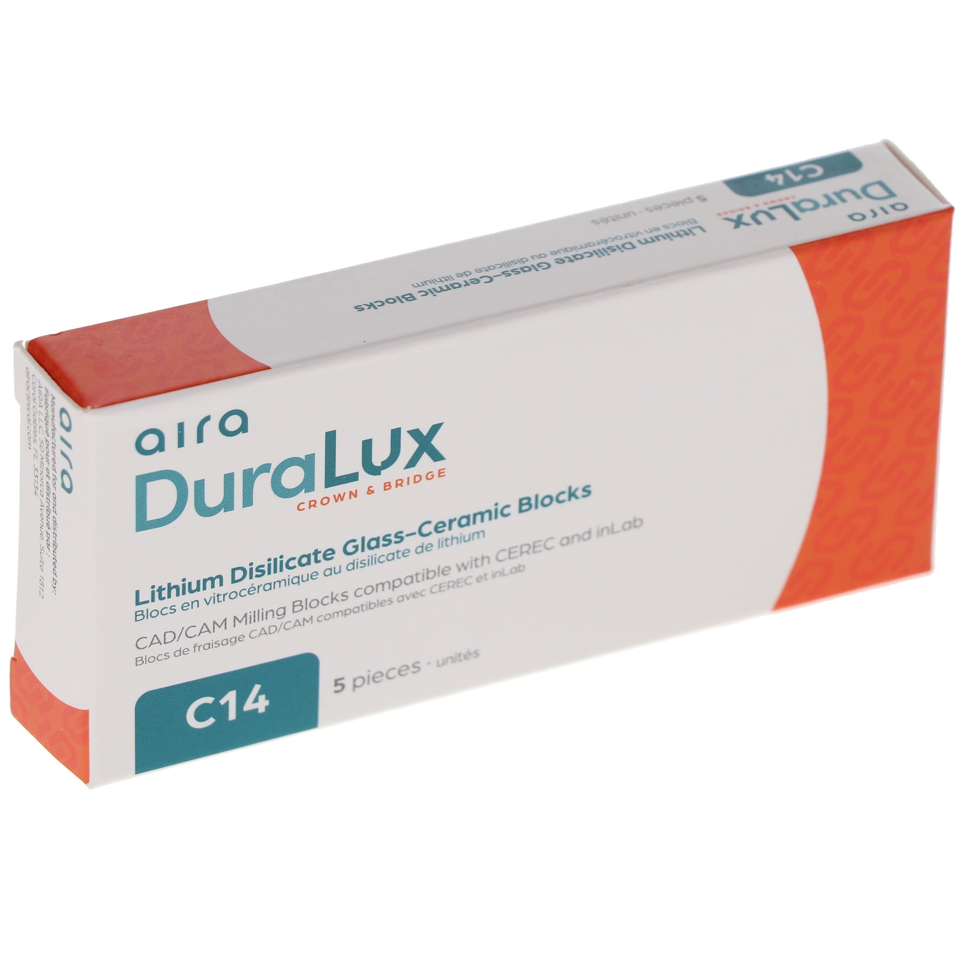 Aira 600126 DuraLux IPS e.max Type Blocks CAD inLab HT B2 C14 5/Pk