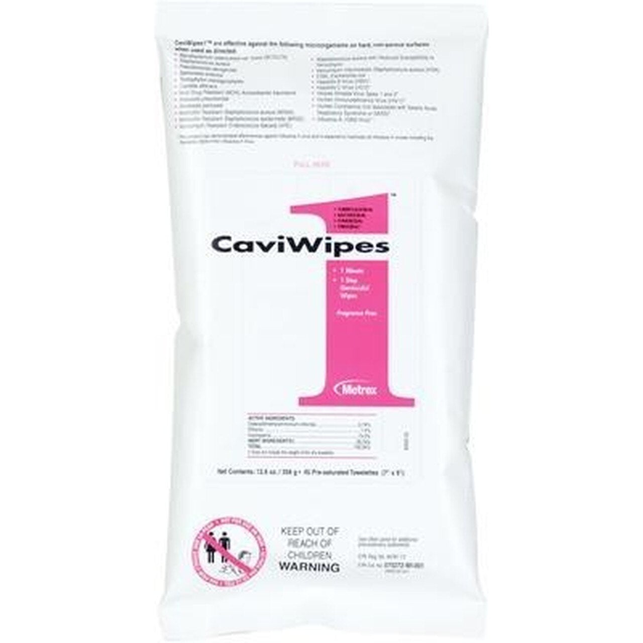 Metrex 13-5224 CaviWipes1 Surface Disinfectant Towelettes Flat Pack 7