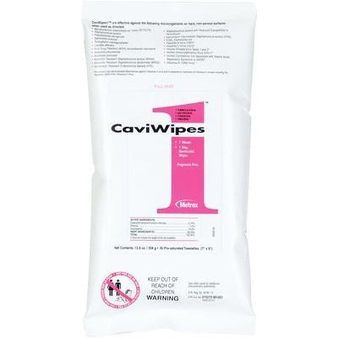 Metrex 13-5224 CaviWipes1 Surface Disinfectant Towelettes Flat Pack 7" x 9" 45/Pk