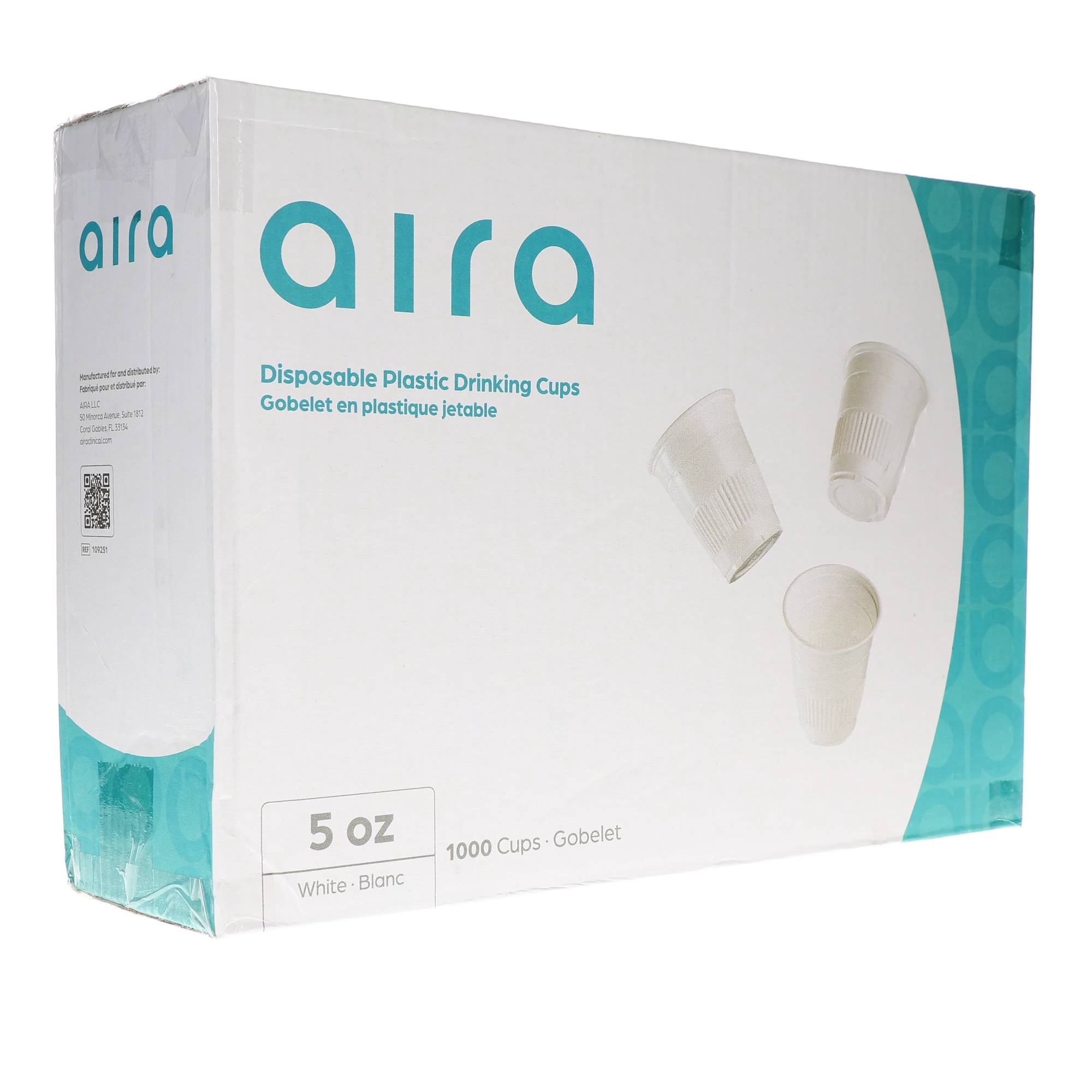 Aira 109251 Plastic Disposable Drinking Cups White 1000/Pk 5 Oz