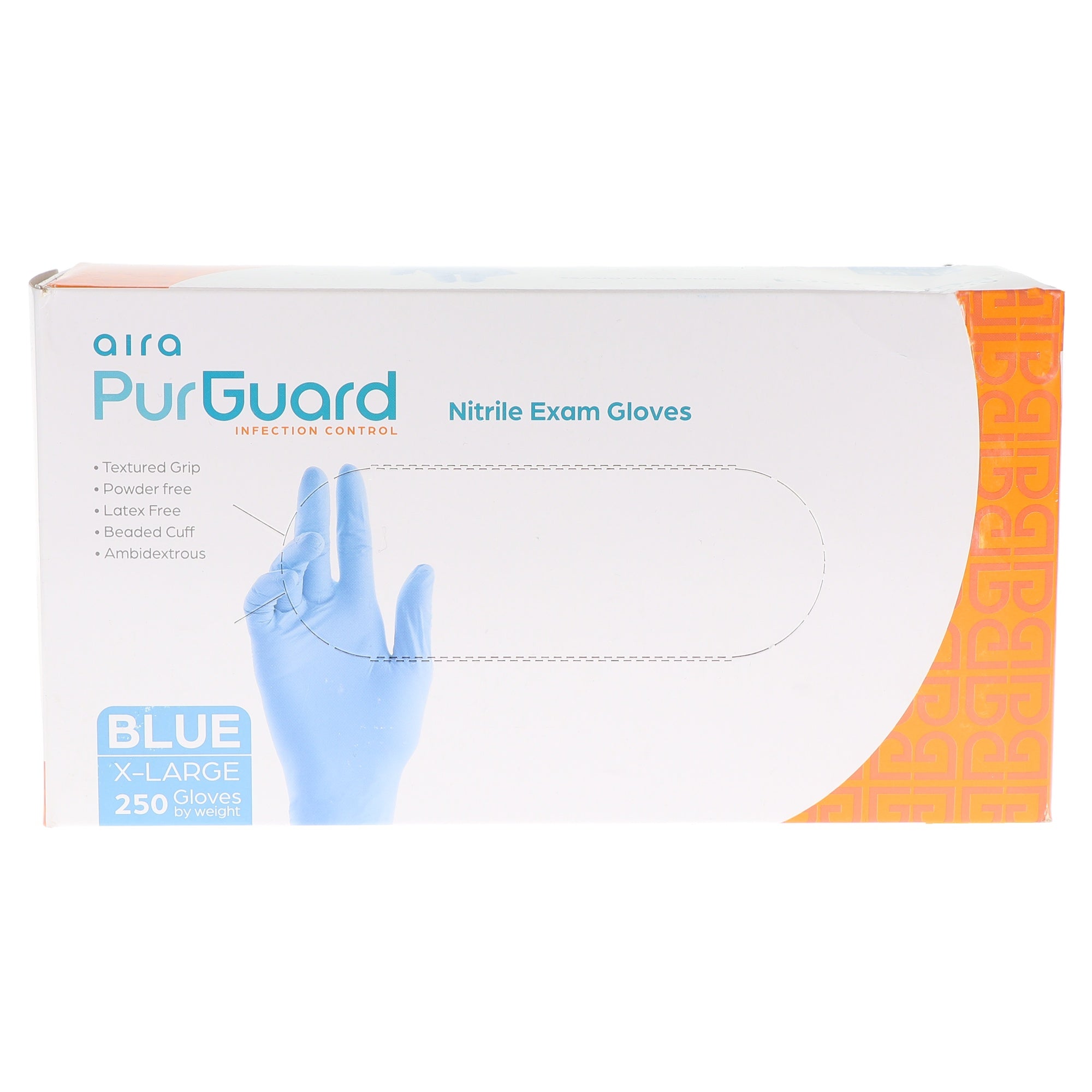 Aira 119304 PurGuard Nitrile Exam Glove Blues Extra Large Latex Free 250/Bx