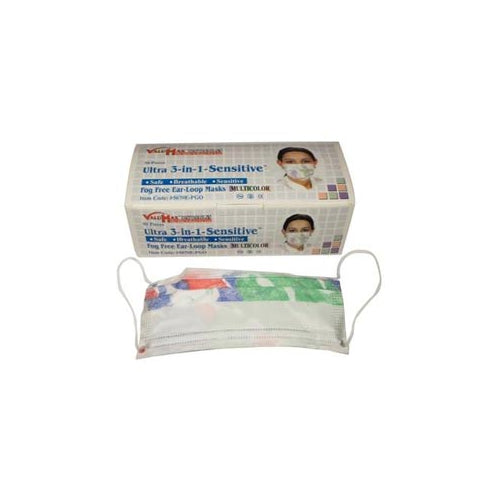 ValuMax 5670E-PGO Fog Free Ultra 3-in-1 Earloop Face Masks Multicolor 50/Bx