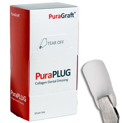 Puragraft PGPLG1 Puraplug Collagen Dressing 10mm X 20mm 10/Bx