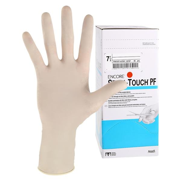 Ansell Perry 7825PF Sensi-Touch Sterile Latex Gloves Size #7.5 50 Pairs Per Box