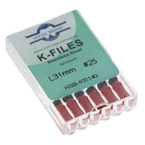 House Brand Dentistry 400140 HSB Endodontic K-Files 31mm #25 Red Stainless Steel 6/Pk