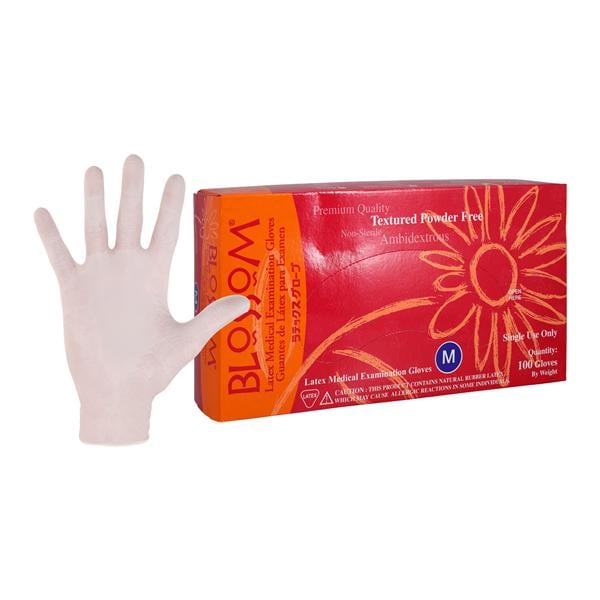 Blossom Disposables BM-6227-LTX-PF Blossom Latex Gloves Medium Textured 100/Bx