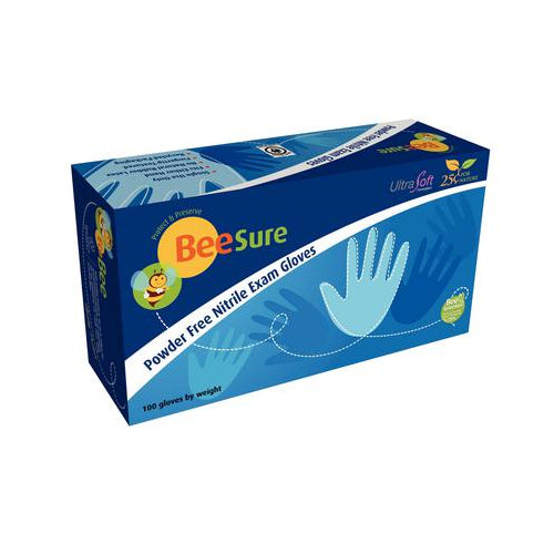 Cranberry 1117 BeeSure Nitrile Examination Gloves Powder Free Light Blue Medium 100/Box