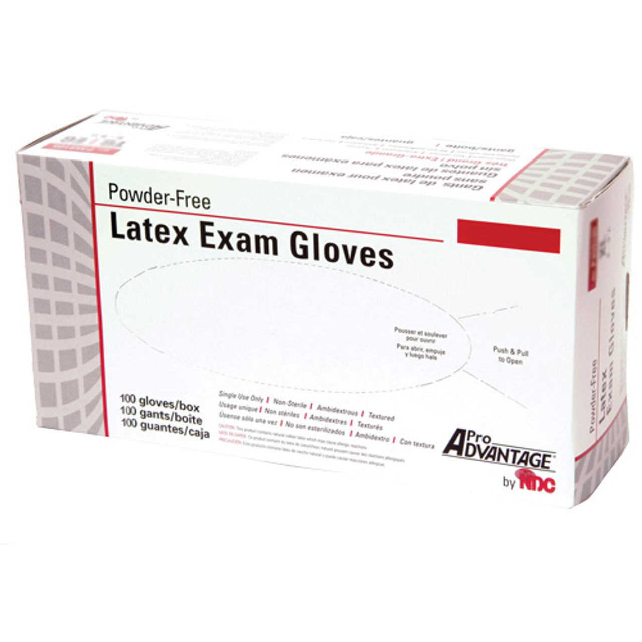 Pro Advantage P359103 Latex Exam Gloves Medium Powder Free 100/Bx