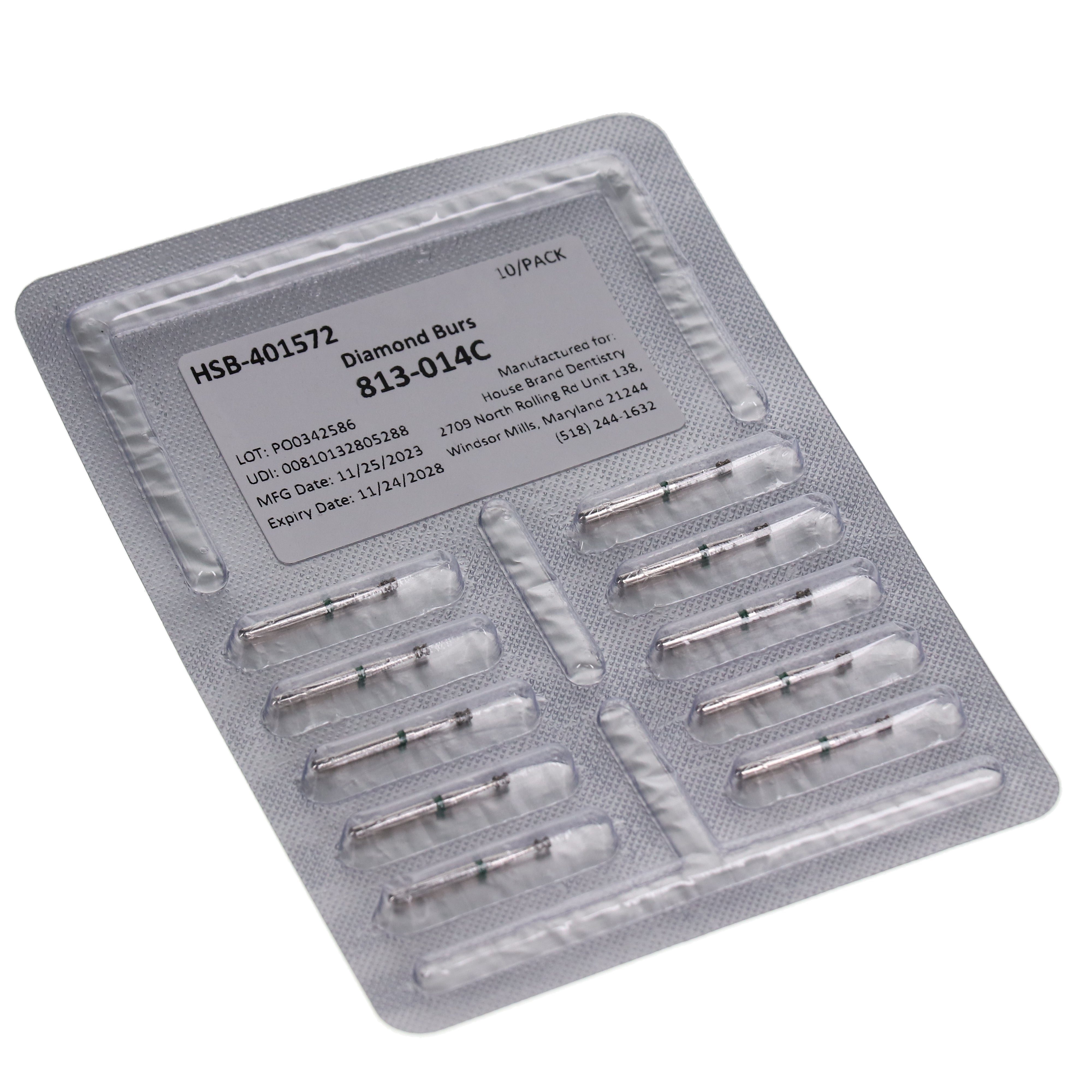 House Brand Dentistry 401572 FG 813-014C Double Inverted Cone Coarse Grit Diamond Burs 10/Pk