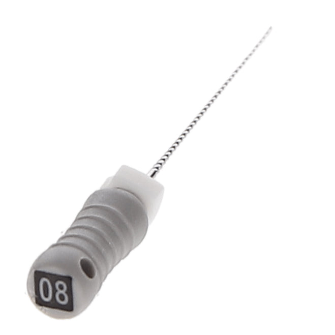 House Brand Dentistry 400200 HSB K-Files Flex-Type 21mm #08 Grey Stainless Steel 6/Pk