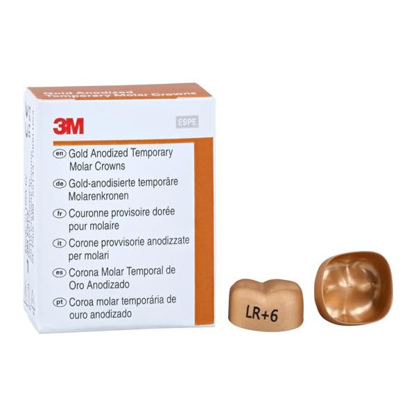 3M Solventum 940446 Unitek Crowns Gold Anodized 2nd Molar #6 Lower Right 5/Bx