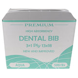 House Brand Dentistry 109236 HSB Dental Patient Bibs 3+1 Ply 13" X 18" Aqua 500/Bx