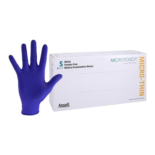 Ansell Perry 6034311 Micro-Touch Micro-Thin Nitrile Exam Gloves Small Powder Free 300/Bx
