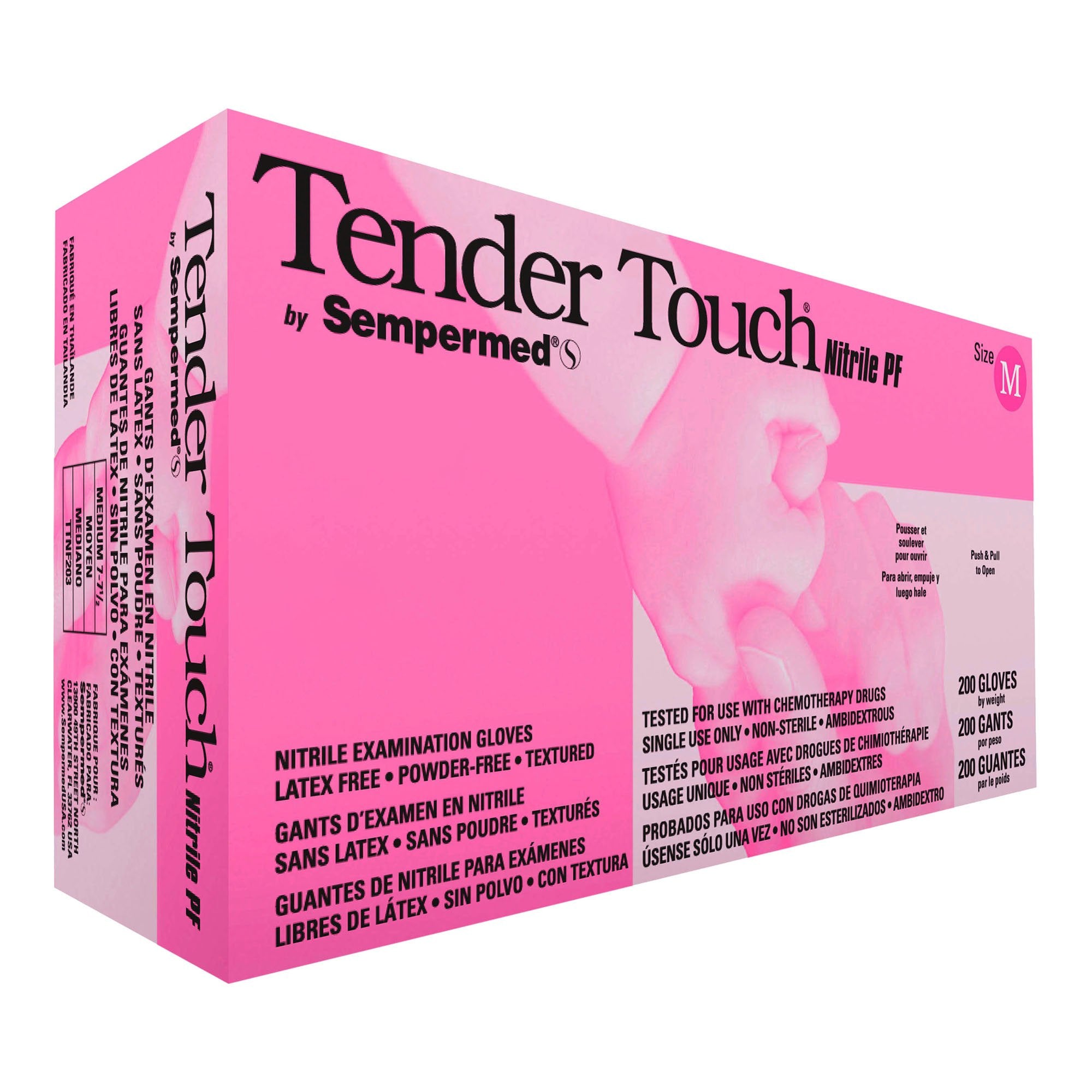Sempermed TTNF203 Tender Touch Nitrile Gloves Medium Powder Free Chemical Barrier 200/Bx