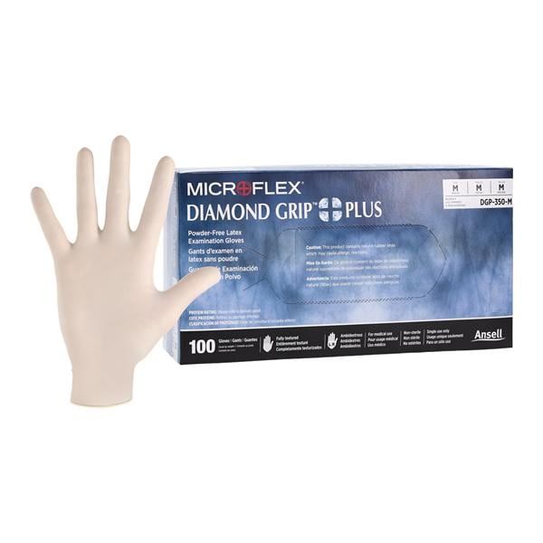 Microflex DGP-350-M Diamond Grip Plus Latex Gloves Medium Powder Free 100/Box
