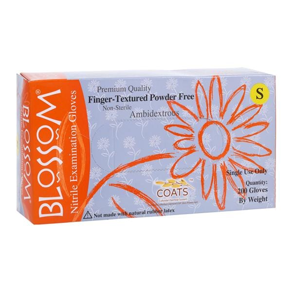 Blossom Disposables BM-44896-C-NIT-PF Nitrile Exam Gloves With C.O.A.T.S. Small Dawn Blue 200/Bx