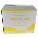 House Brand Dentistry 109239 HSB Dental Patient Bibs 3+1 Ply 13" X 18" Yellow 500/Bx