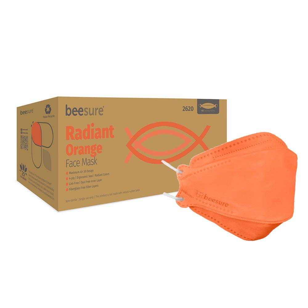 Cranberry BE2620 BeeSure Radiant Face Masks ASTM Level 3 Orange 40/Pk