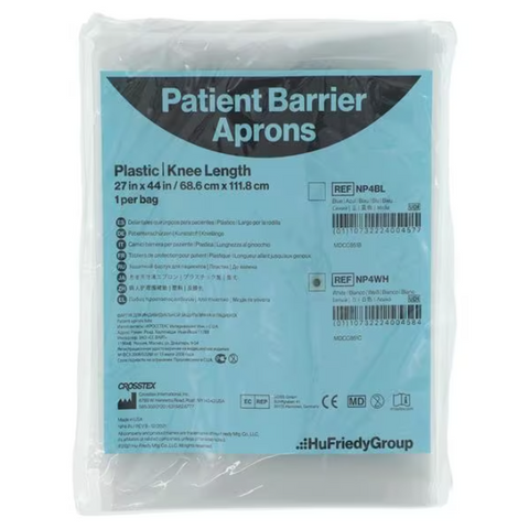 Crosstex NP4WH Plastic Dental Patient Bib Knee Length 27" X 40" White