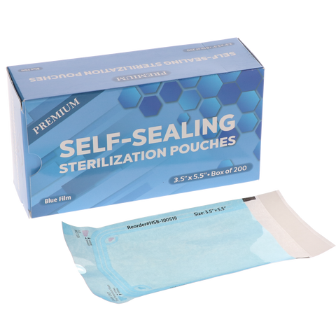 House Brand Dentistry 100519 Self-Sealing Sterilization Paper/Blue Film Pouches 3.50" x 5.5" 200/Bx