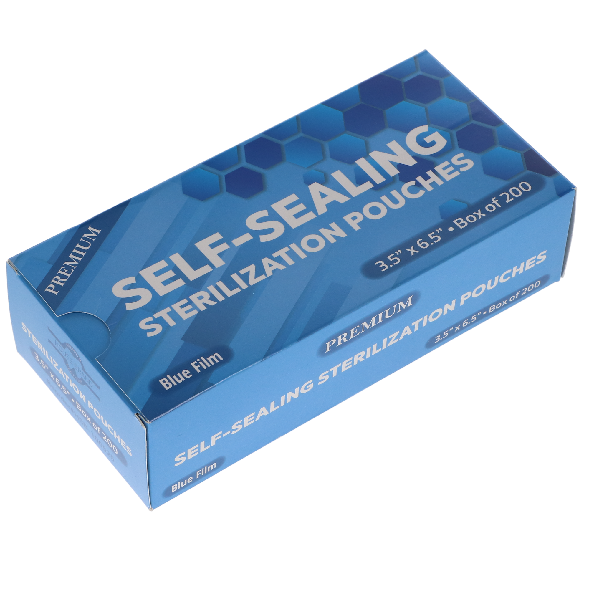 House Brand Dentistry 100525 Paper/Blue Film Self-Sealing Sterilization Pouches 3.50