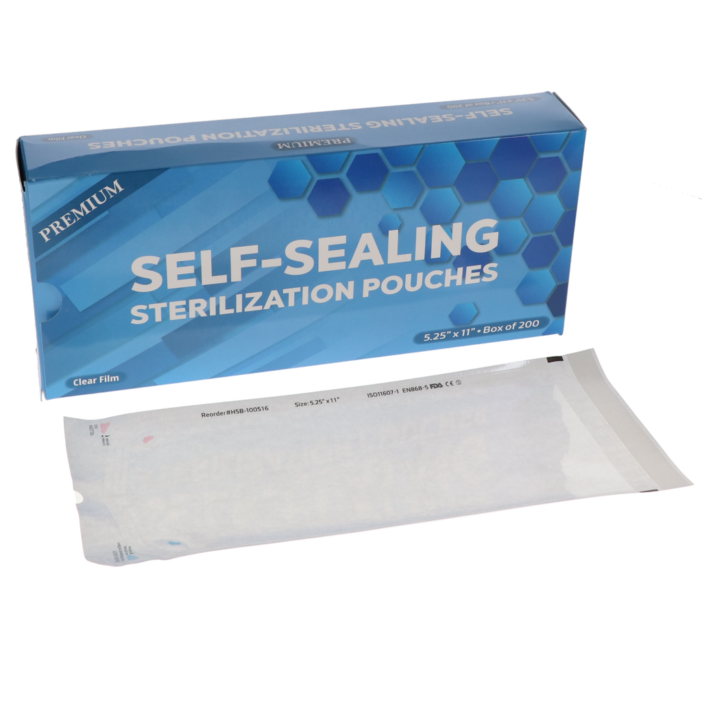 House Brand Dentistry 100516 Paper/Clear Film Self-Sealing Sterilization Pouches 5.25" x 11" 200/Bx