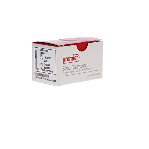 Premier Dental 850018M Solo FG #1118.10M Round End Taper Medium Grit Diamond Burs 25/Bx