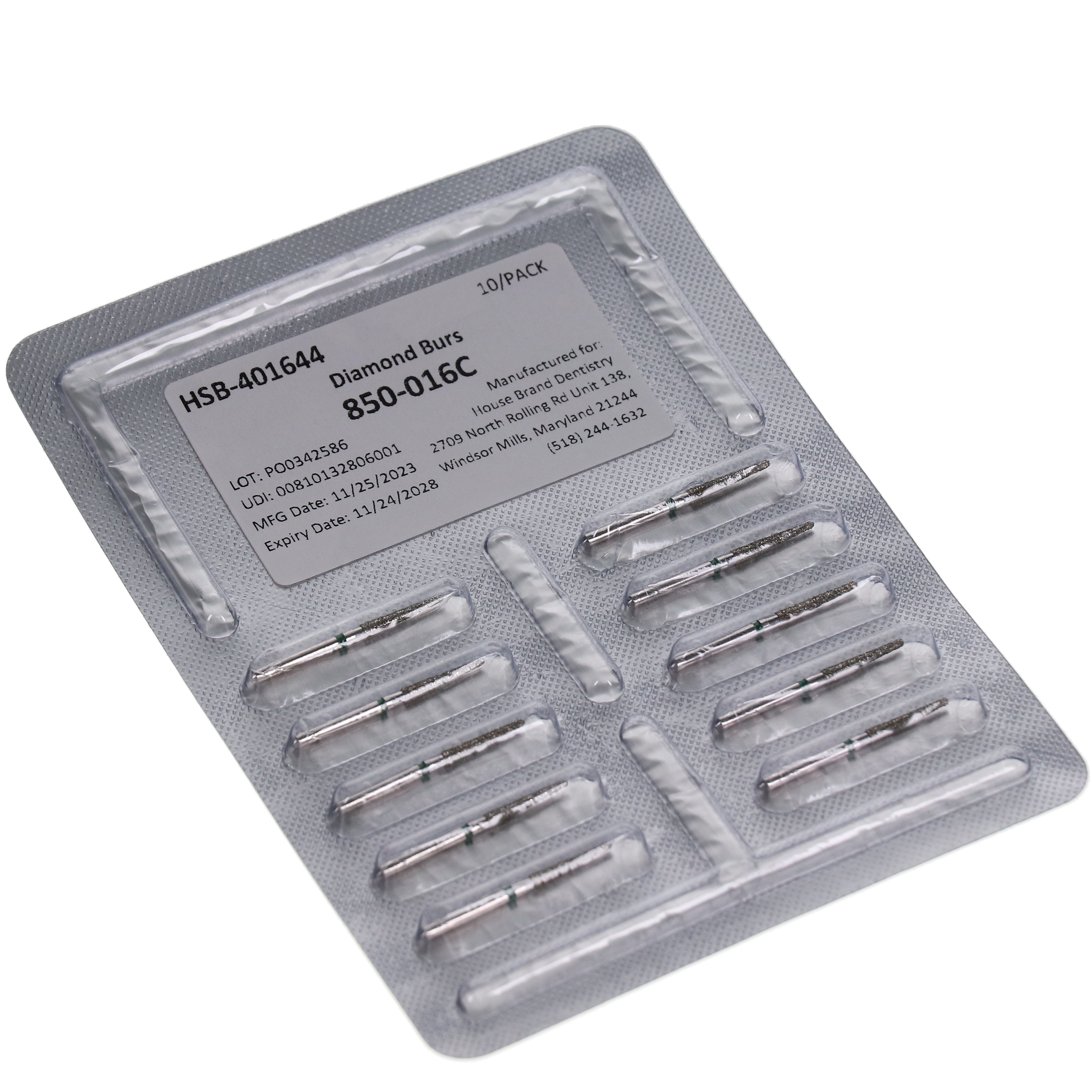 House Brand Dentistry 401644 FG 850-016C Round End Taper Coarse Grit Diamond Burs 10/Pk