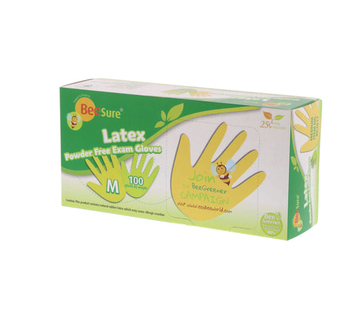 Cranberry 2817 BeeSure Latex Exam Gloves Powder Free Medium 100/Bx