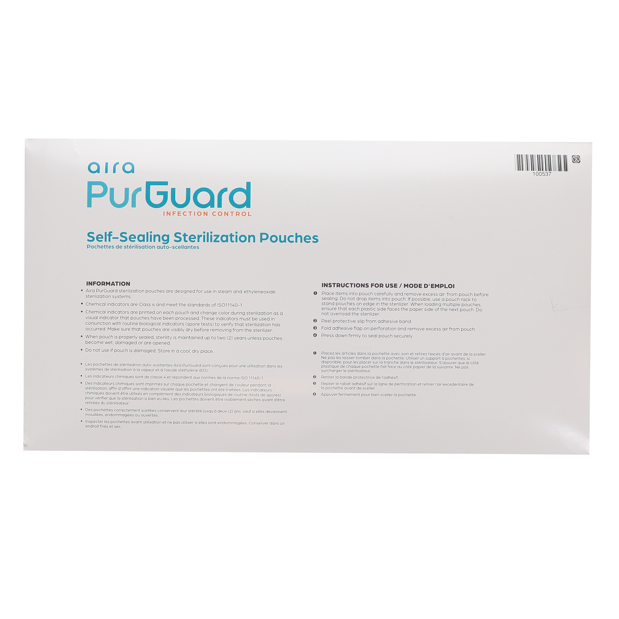 Aira 100537 PurGuard Self-Sealing Sterilization Pouches 9