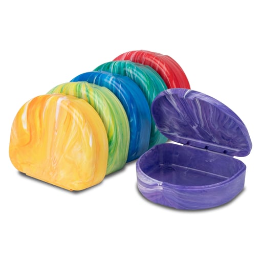Practicon 7086010 Marble Colored Retainer Cases Hinged Non-Vented 7/8