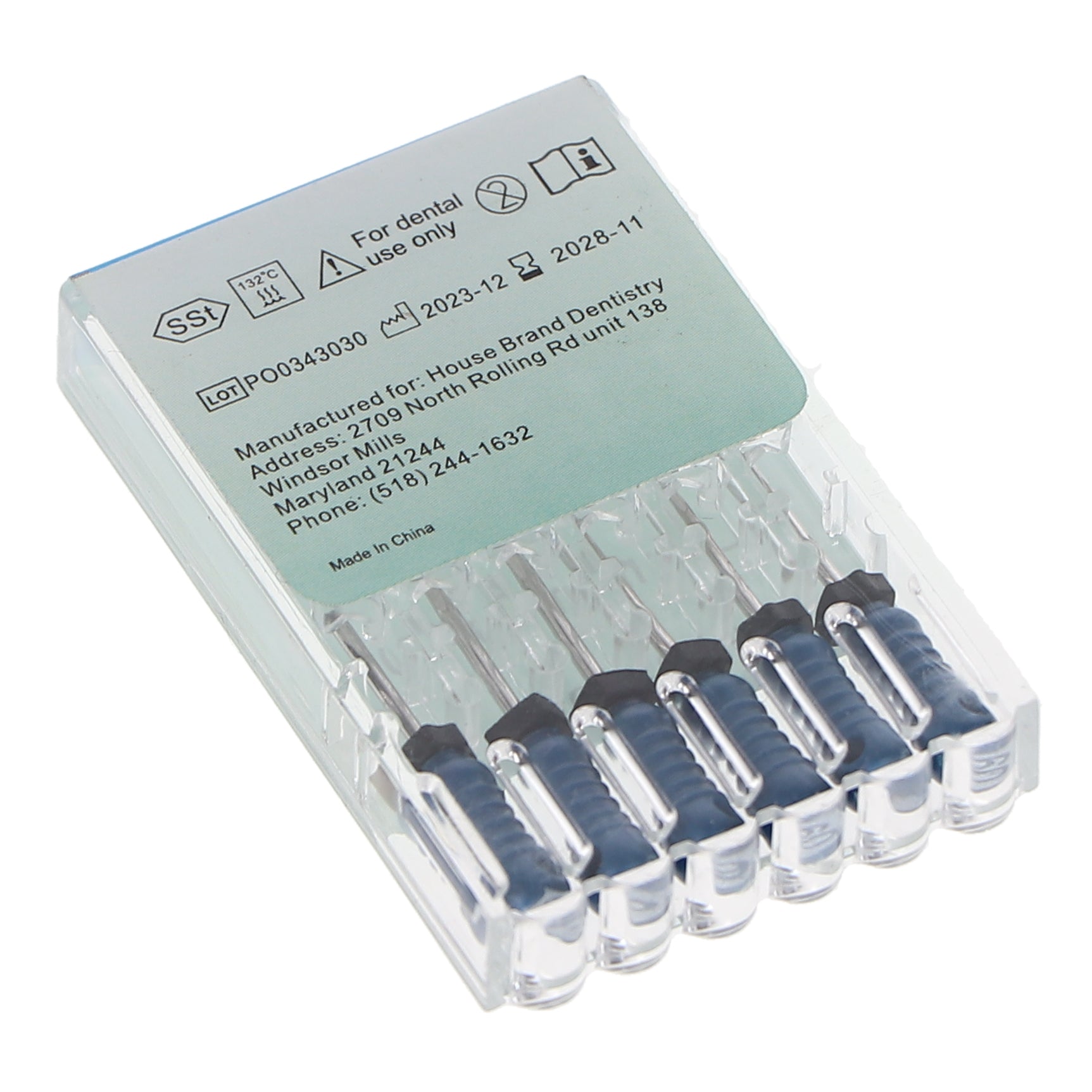 House Brand Dentistry 400148 HSB Endodontic K-Files 31mm #60 Blue Stainless Steel 6/Pk