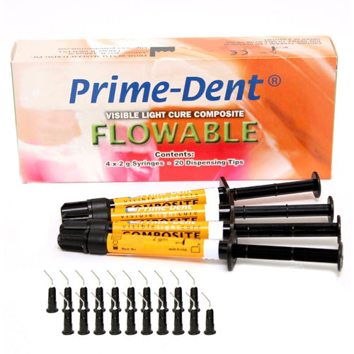 Prime Dental 004-010 Flowable Composite VLC Visible Light Cure 4 Syringe Kit EXP Apr 2026