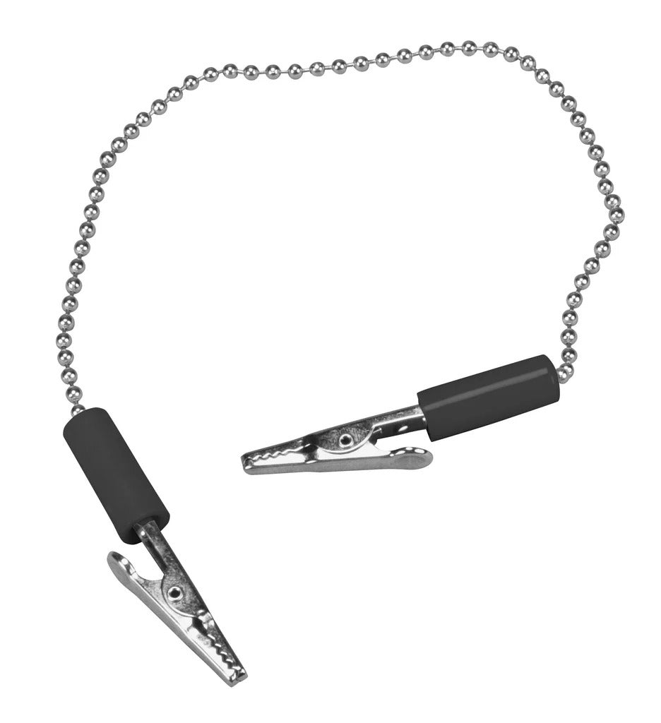 Palmero 310-BLACK Chain Napkin Bib Holder White Chrome Plated Alligator Tips 15