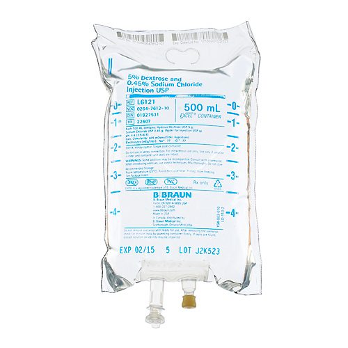 B Braun L6121 5% Dextrose & 0.45% Sodium Chloride Irrigation 500 mL