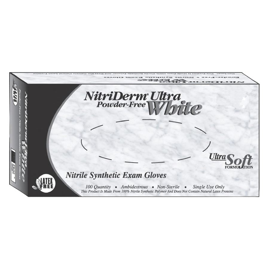 Innovative Healthcare 167200 Innovation Nitriderm Nitrile Exam Gloves Ultra White PF Medium 100/Bx