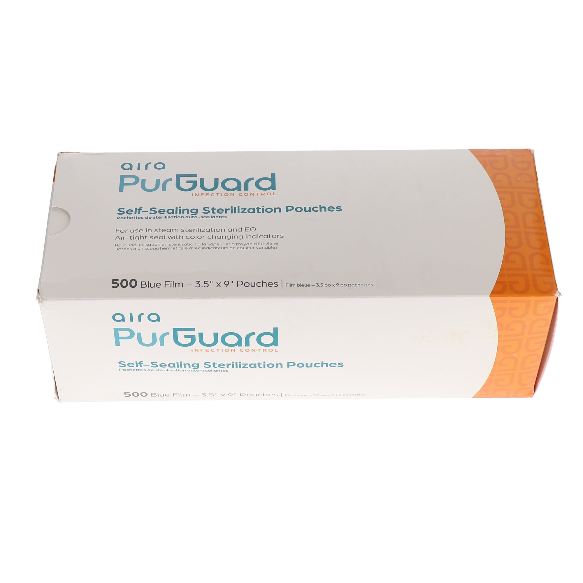 Aira 100594 PurGuard Self-Sealing Sterilization Pouches Paper Film Blue 3.5 X 10 500/Pk