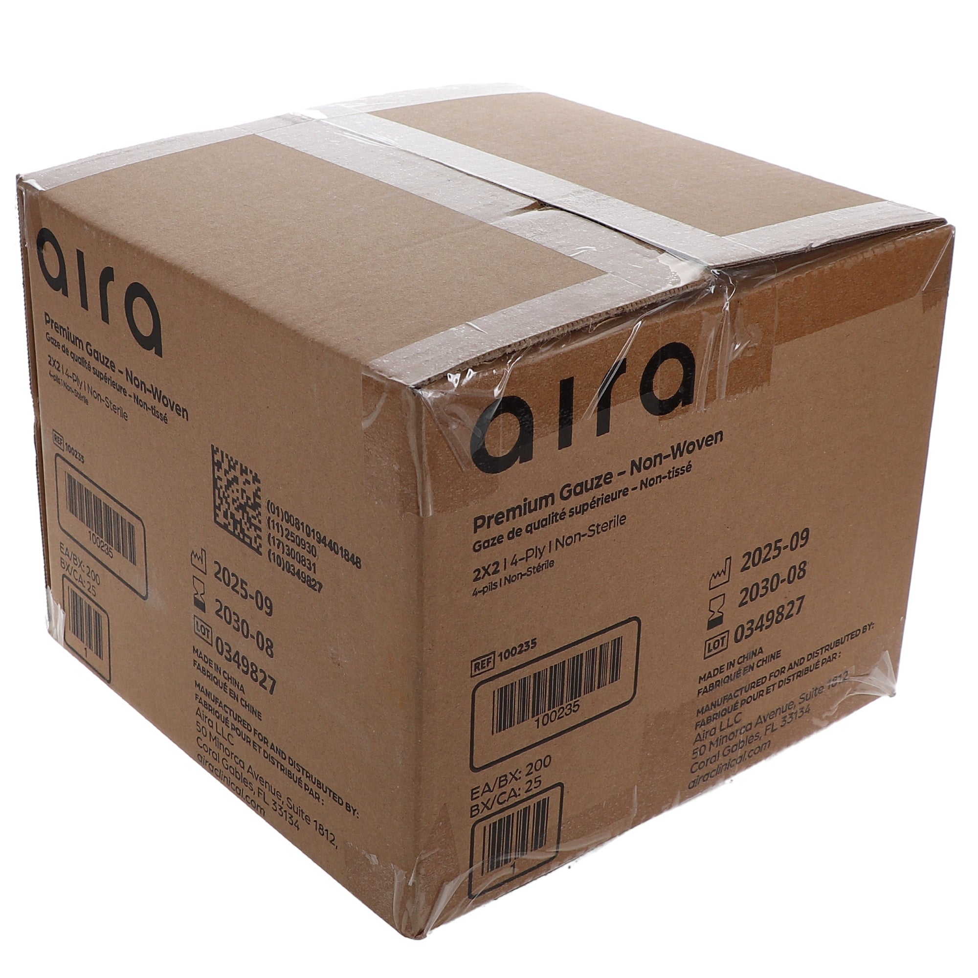 Aira 100235 Premium Gauze Non-Woven 2 X 2 Non-Sterile 4-Ply 5000/Cs