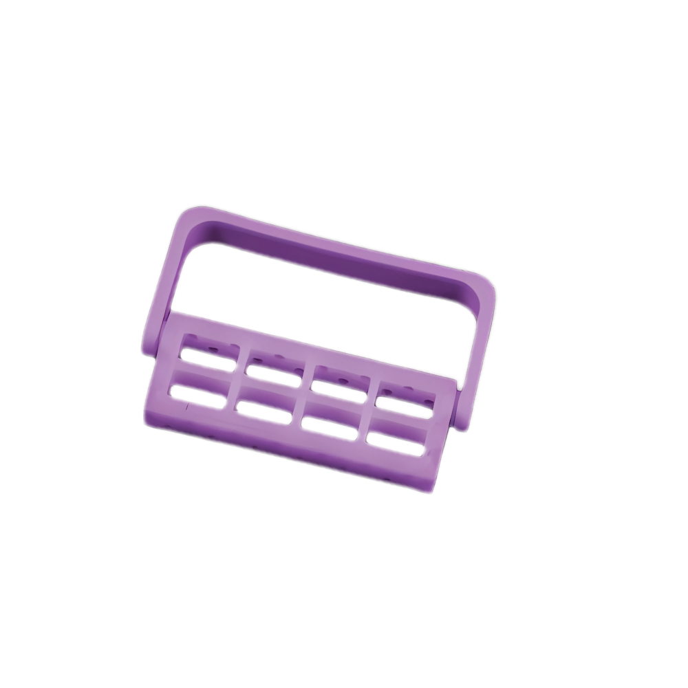 Plasdent 400BC-10N Adjustable 12 Dental Bur Caddy Autoclavable Neon Purple 1/Pk