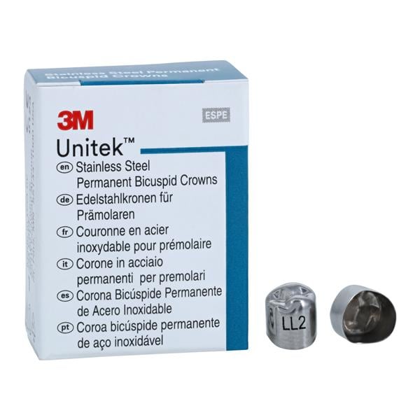 3M Solventum 900632 Unitek Crowns Stainless Steel 2nd Permanent Bicuspid #2 Lower Left 5/Bx