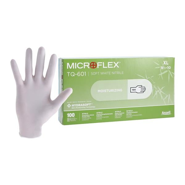 Microflex TQ-601-XL Tranquility Nitrile White Gloves Extra Large Powder Free 100/Bx