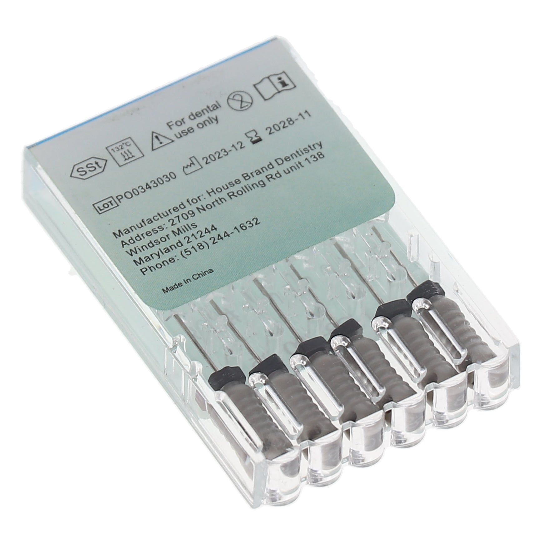 House Brand Dentistry 400135 HSB Endodontic K-Files 31mm #08 Grey Stainless Steel 6/Pk