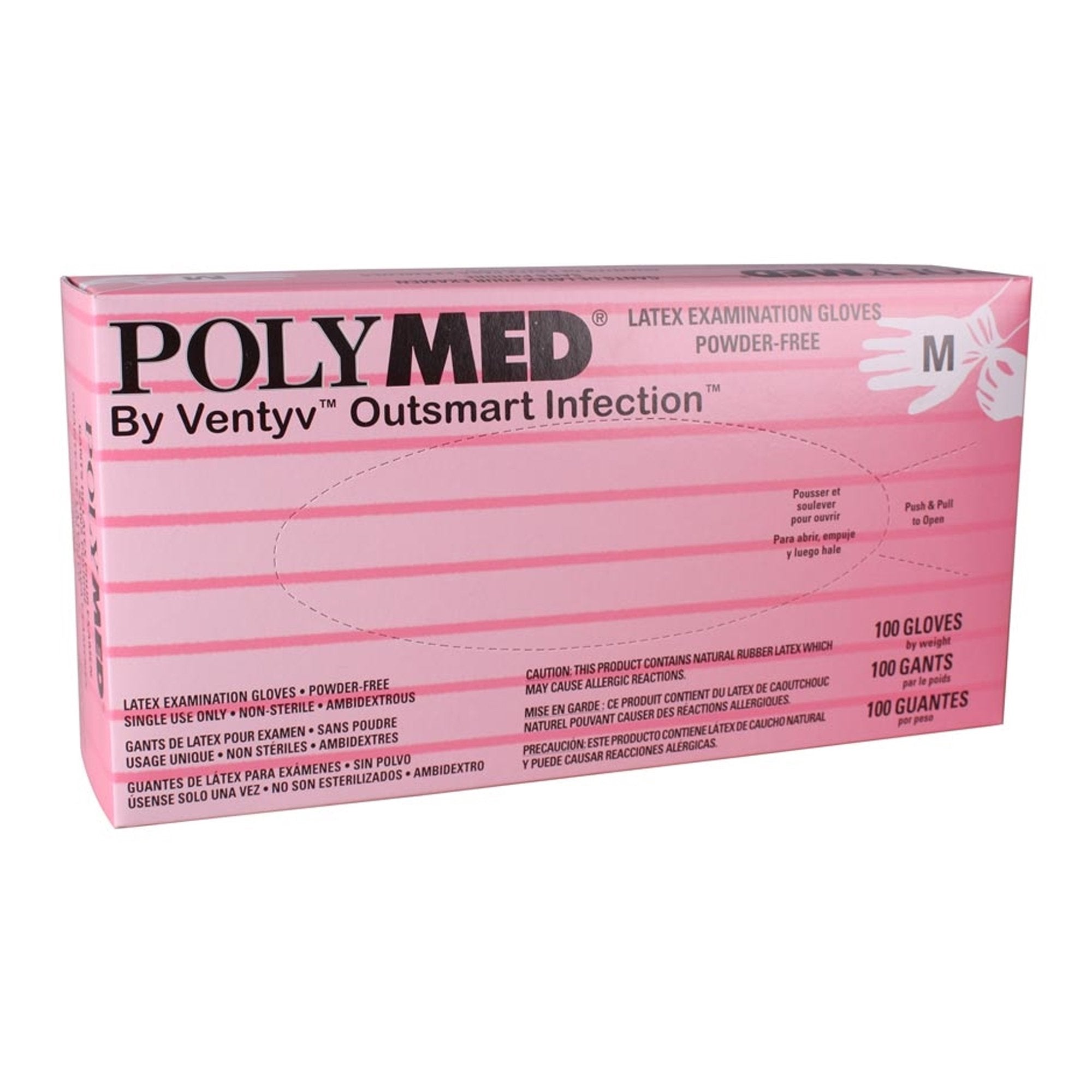 Sempermed PM103 Polymed Latex Exam Gloves Medium Powder Free 100/Bx