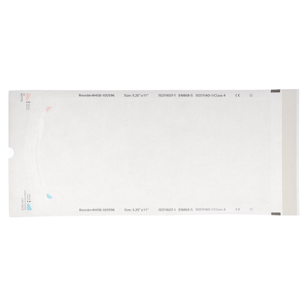 House Brand Dentistry 100596 HSB Self-Sealing Sterilization Pouches 5.25" X 11" Paper/Film Clear 500/Bx