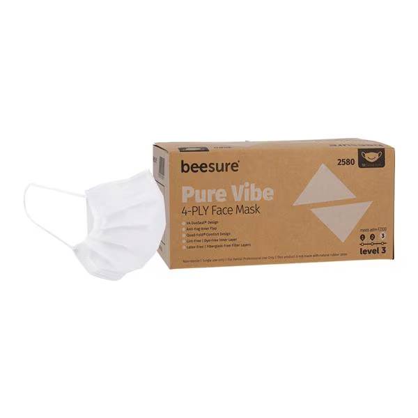 Cranberry BE2580 BeeSure Vibe Earloop Face Masks ASTM Level 3 White 50/Bx