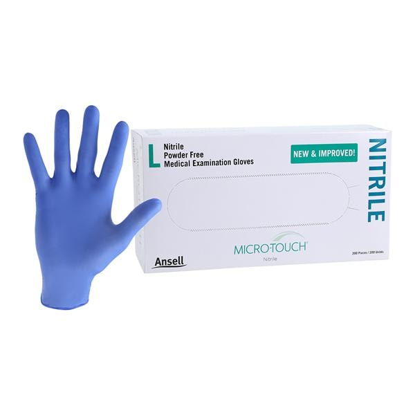 Ansell Perry 6034303 Micro-Touch Nitrile Exam Gloves Large Powder Free 200/Bx