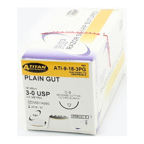 A Titan 9-18-3PG Plain Gut Absorbable Sutures 18