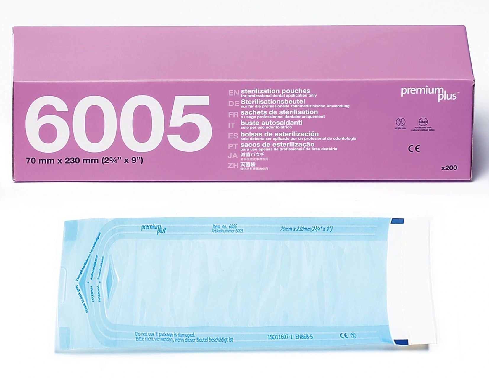 Premium Plus 6005 Self-Sealing Sterilization Pouches 2.75