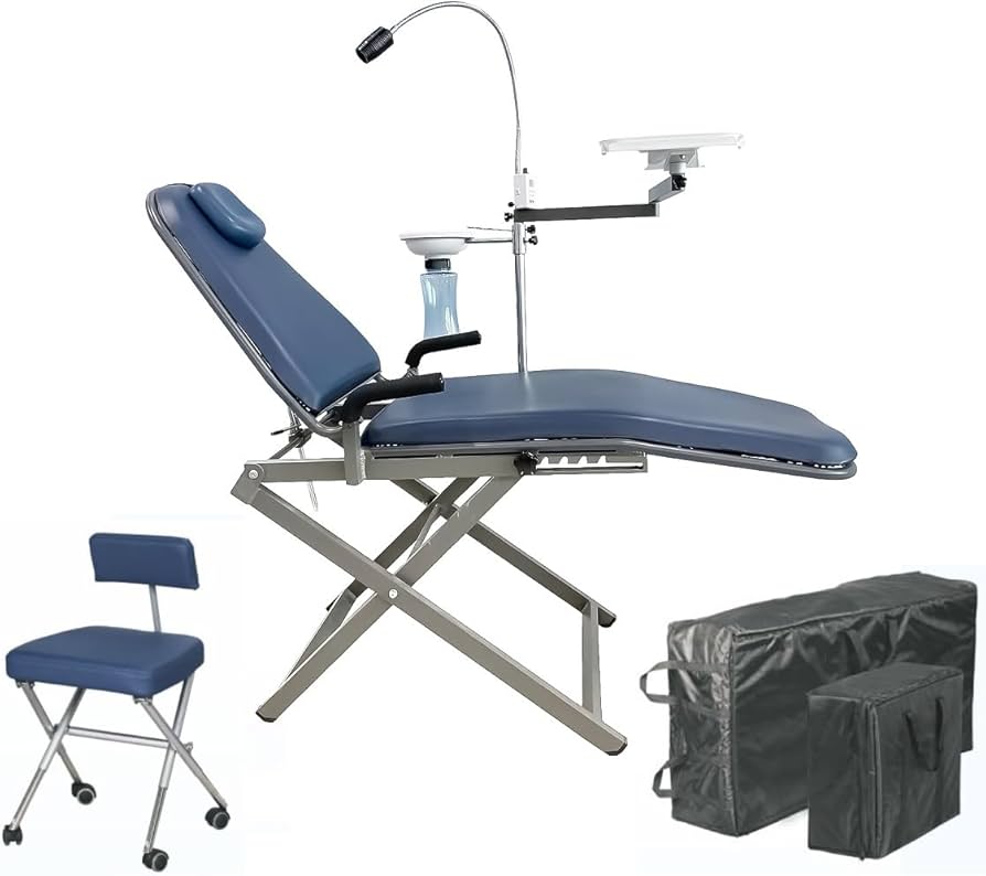 TPC Advanced Technology PC2700 Portable Dental Chair Package Includes Chair, Stool, Light, Tray & Carrying Bags