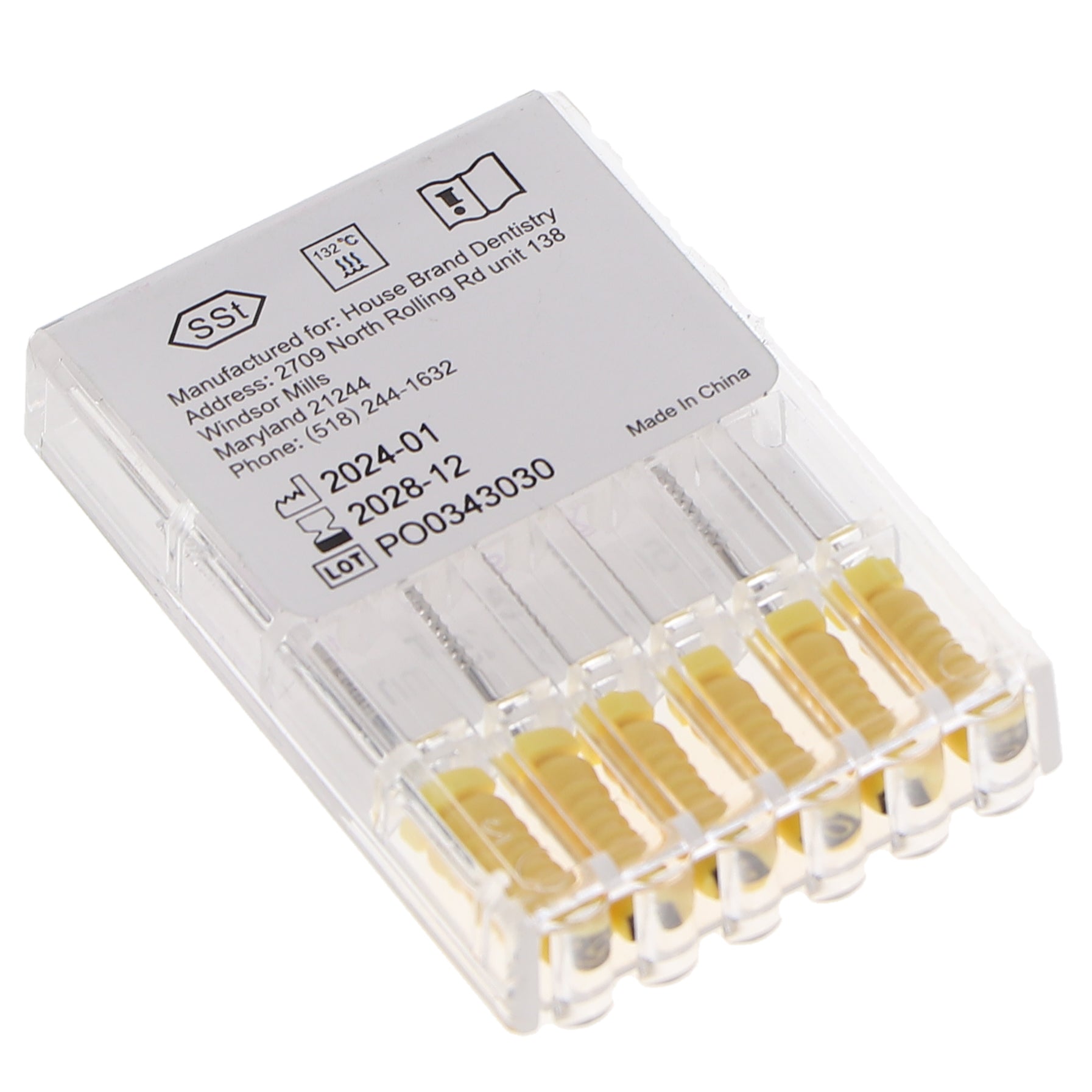 House Brand Dentistry 400224 HSB K-Files Flex-Type 25mm #50 Yellow Stainless Steel 6/Pk